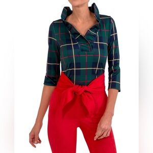 Gretchen Scott -Ruffneck Top - Plaidly Cooper Size Med